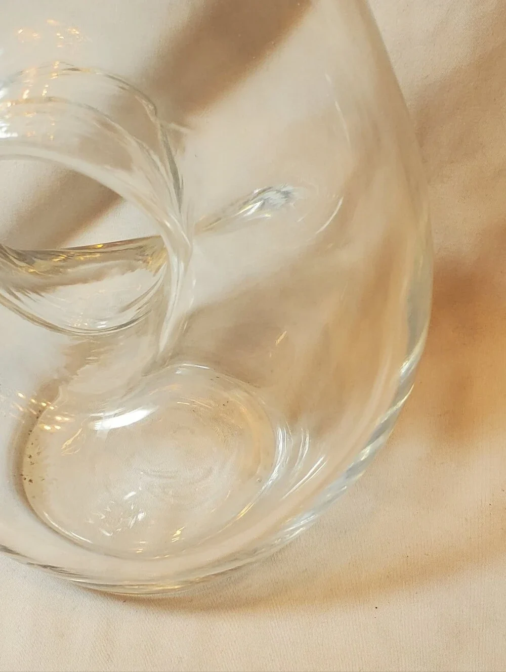 Wine Decanter Clear Glass Pitcher With Donut Hole Cutout Vintage Vase MCM Retro